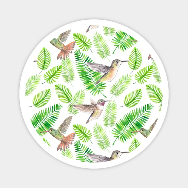 Hummingbirds and tropical leaves Magnet by katerinamk